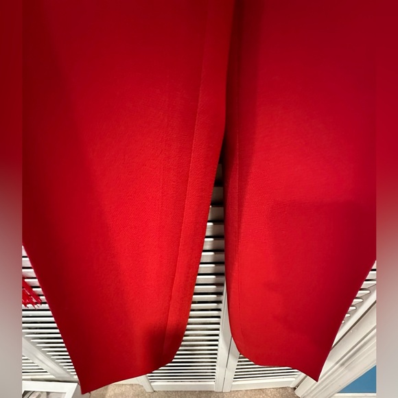 Solid red one button jacket pants suit by Kasper size 14 - Picture 5 of 16